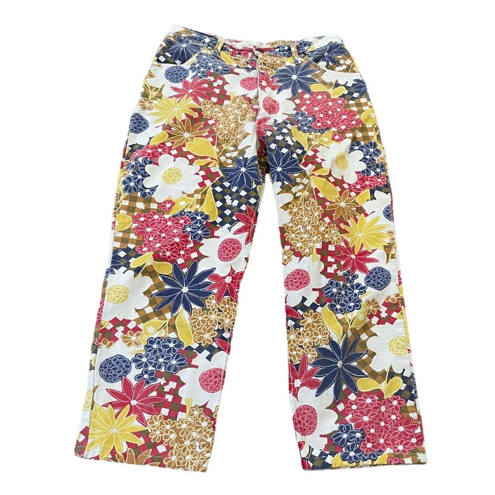 The Chipie Blue Jean Floral Cropped High Rise Jeans Size 32 Vintage